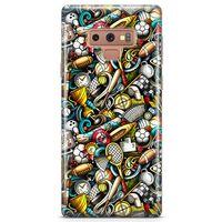 Samsung Galaxy Note 9 Kılıf Sporcu Doodle Arka Kapak Koruma Desenli Full Koruyucu