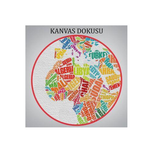 Renkli Ülke İsimli Dünya Haritası Kanvas Duvar Tablosu 1011