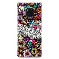 Huawei Mate 20 Pro Kılıf Donut Doodle Arka Kapak Koruma Desenli Full Koruyucu