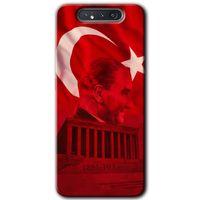 MRCİLETİSİM Samsung Galaxy A80 Kılıf Baskılı Kapak - Anıtkabir Atatürk + 5D Tam Kaplayan Cam