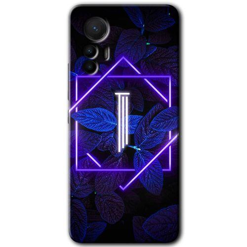 Xiaomi Mi 12 Lite HD Baskılı Kılıf + 9D Tam Ekran Koruyucu - Dark Neon Yaprak I Harfi