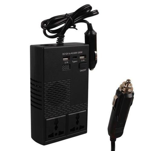 Olesson 1664 DC 12-24V 200W Oto Araç Power İnverter 1x Çakmak Girişi - 1x TYPE-C - 2x USB - 2x 220V Üniversal Priz