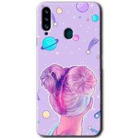 Samsung Galaxy A20s Kılıf Baskılı Kapak - Uzaylı Kız + 5D Tam Kaplayan Cam