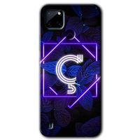 Realme C21 Kılıf Baskılı Kapak - Dark Neon Yaprak Ç Harfi +Tam Kaplayan Mat Seramik