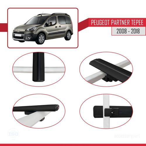 Peugeot Partner Tepee 2008-2018 Arası ile uyumlu Basic Model Ara Atkı Tavan Barı SİYAH 3 ADET
