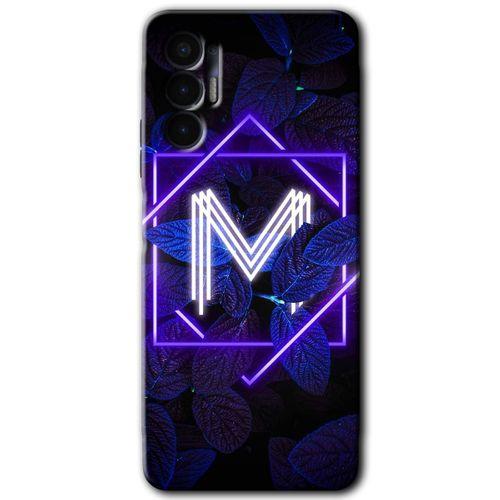 Tecno Pova 3 Kılıf HD Desen Baskılı Arka Kapak - Dark Neon Yaprak M Harfi