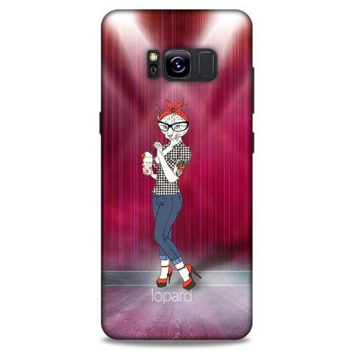 Samsung Galaxy S8 Kılıf FunnyMaX (50) Shockproof Kılıf Koyu Pembe Kedi