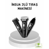 İnsua 3 Başlıklı Profesyonel Tıraş Makinesi – Sıfır Kesim, Hassas Başlık, Güçlü Motor