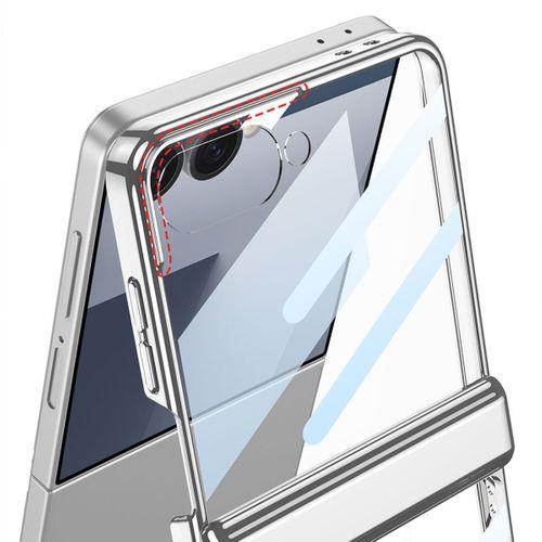 Galaxy Z Flip 7 Kılıf Kamera Korumalı Şeffaf Tasarımlı Zore Lego Standlı Kapak