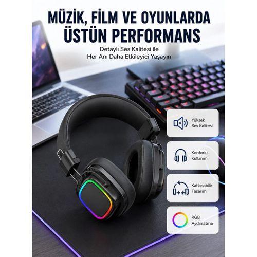 Rgb Işıklı Katlanabilir Bluetooth 5.3 Kulak Üstü Kulaklık