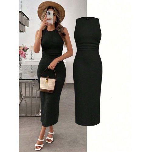 Kadın Askılı Bisiklet Yaka Beli Büzgülü Uzun Bürümcük Elbise