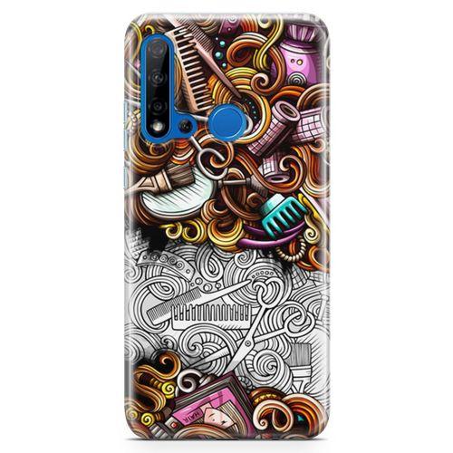 Huawei Nova 5i Kılıf Kuaför Malzemeleri Doodle Arka Kapak Koruma Desenli Full Koruyucu