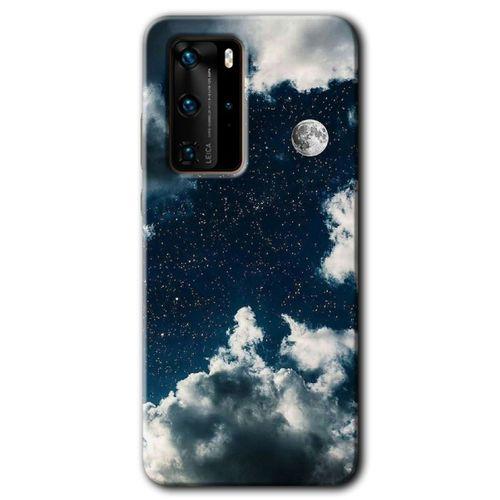 Huawei P40 Pro Kılıf HD Desen Baskılı Arka Kapak + Temperli Cam - Gece Gökyüzü