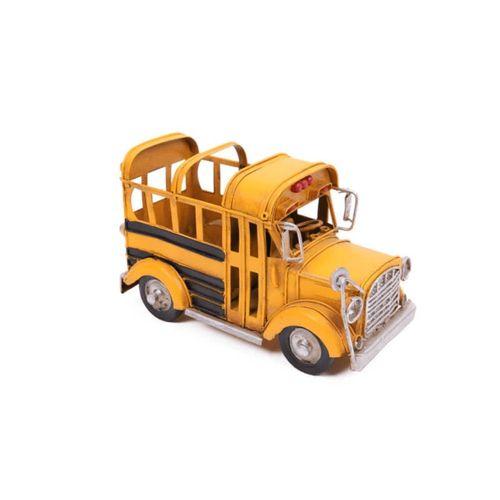 Vintage Tasarım Dekoratif Metal Araba Okul Otobüsü Kalemlik