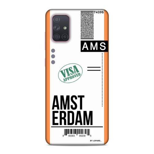 Samsung Galaxy A71 Kılıf Uçak Bileti Amsterdam Arka Kapak Koruma Desenli Full Koruyucu