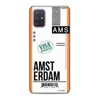 Samsung Galaxy A71 Kılıf Uçak Bileti Amsterdam Arka Kapak Koruma Desenli Full Koruyucu