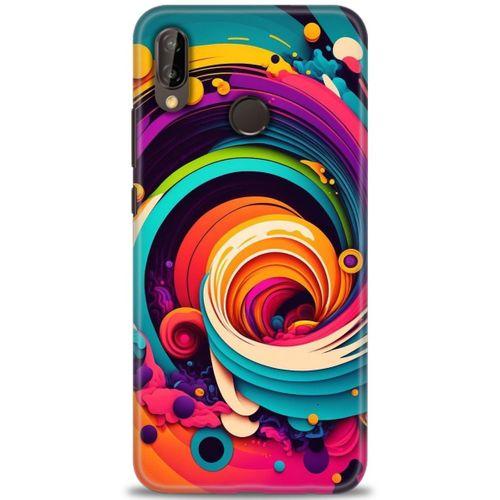 Huawei P20 Lite Kılıf HD Baskılı Kılıf - Renk Hortumu + Tam Ekran Koruyucu
