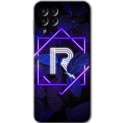 Galaxy M33 Kılıf HD Desen Baskılı Arka Kapak - Dark Neon Yaprak R Harfi + Kırılmaz Cam