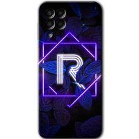 Galaxy M33 Kılıf HD Desen Baskılı Arka Kapak - Dark Neon Yaprak R Harfi + Kırılmaz Cam