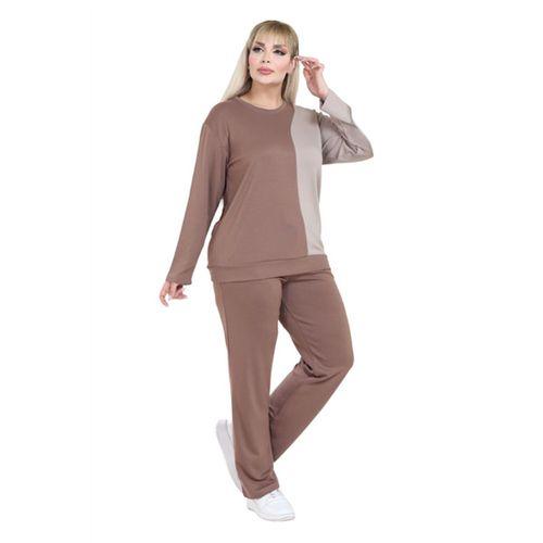 Melsay Butik Vizon Ekru Renk Bloklu Modal Kadın Eşofman Takımı