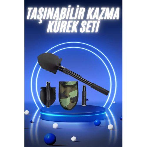 Pusulalı Katlanabilir Kazma Kürek Kamp Seti Kamp Küreği Portatif Çantalı
