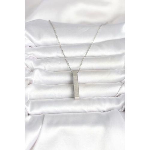 316L Çelik Gümüş Renk Ayetel Kürsi Yazılı Bar Çubuk Kolye