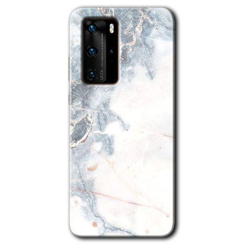 Potkal Hediye Fabrikası Huawei P40 Pro Kılıf HD Desen Baskılı Arka Kapak - White Marble
