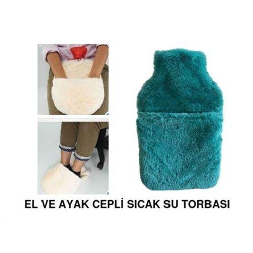 Sıcak Su Torbası Cepli Yeşil Peluş Termofor 32,5X17,5Cm  1500 Ml