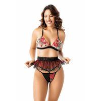 Nakış Detaylı Fantazi Sütyen Tanga String Takımı