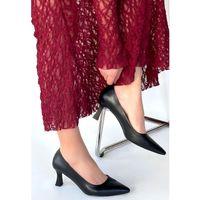 Mırta Siyah Cilt Topuklu Ayakkabı