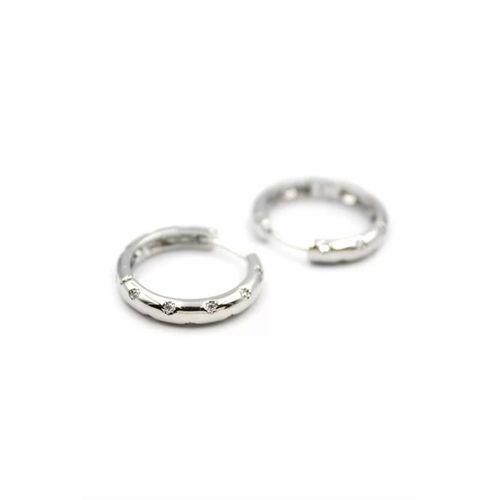 Taşlı Halka Küpe - Gümüş