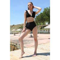 Kadın Fırfırlı Yüksek Bel Siyah Bikini