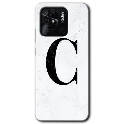 Redmi 10C Kılıf HD Desen Baskılı Arka Kapak - Beyaz Mermer Desenli C Harfi