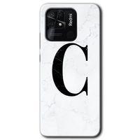 Redmi 10C Kılıf HD Desen Baskılı Arka Kapak - Beyaz Mermer Desenli C Harfi