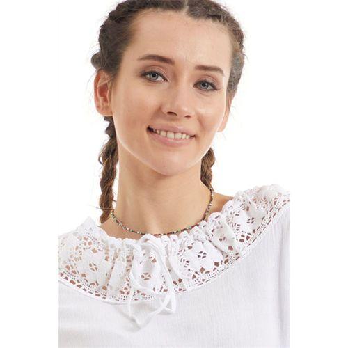 Şile Bezi Beyaz Dantel Yaka Yarım Kol  Bluz