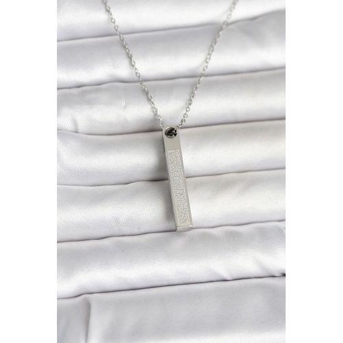 316L Çelik Gümüş Renk Ayetel Kürsi Yazılı Bar Çubuk Kolye