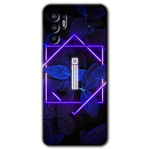 OPPO Oppo Reno 6 Kılıf HD Desen Baskılı Arka Kapak - Dark Neon Yaprak İ Harfi
