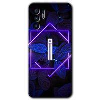 OPPO Oppo Reno 6 Kılıf HD Desen Baskılı Arka Kapak - Dark Neon Yaprak İ Harfi