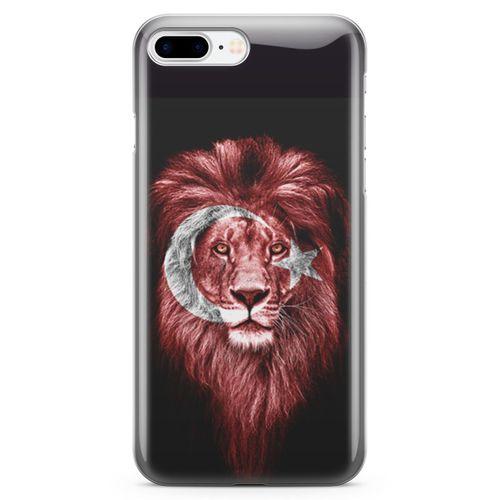 Apple iPhone 8 Plus Kılıf Aslan Türk Arka Kapak Koruma Desenli Full Koruyucu