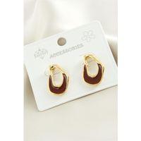 Oval Mineli Metal Küpe