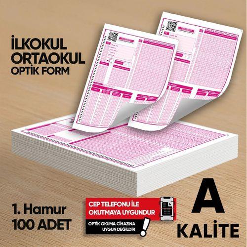 İlkokul-Ortaokul Deneme Sınavları İçin 100 Adet Optik Form
