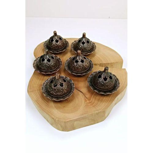 6 Lı Mini Eskitme Osmanlı Temalı Koyu Renk Lokumluk Sunum