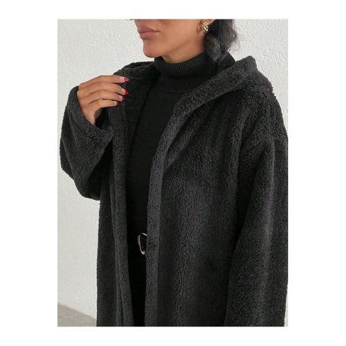 Kadın Kapüşon Ve Cep Detay Uzun Astarsız Wellsoft Ceket