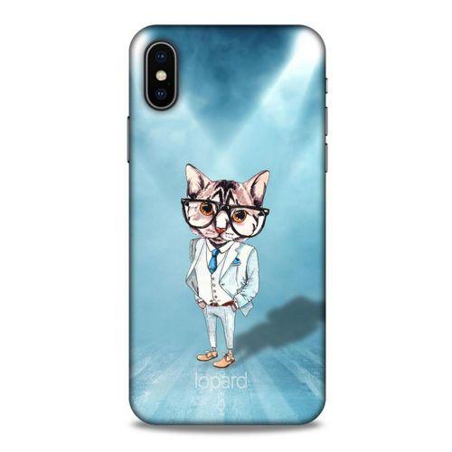 Apple Iphone X Kılıf FunnyMaX (40) Fit Silikon Kılıf Açık Mavi Kedi