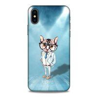 Apple Iphone X Kılıf FunnyMaX (40) Fit Silikon Kılıf Açık Mavi Kedi