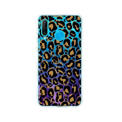Huawei P30 Lite Leopar Desenli Premium Şeffaf Silikon Kılıf