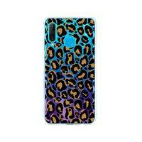 Huawei P30 Lite Leopar Desenli Premium Şeffaf Silikon Kılıf