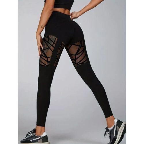 Kadın Yüksek Bel Tül Detaylı Spor Tayt