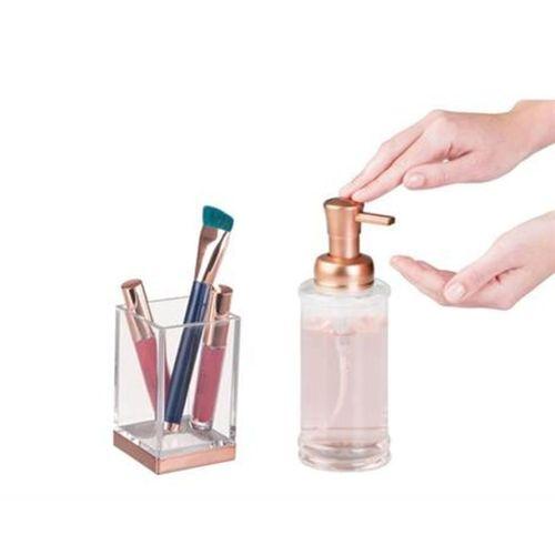 Sıvı Sabunluk Ve Diş Fırçalık 2 Li Banyo Seti Bakır Model