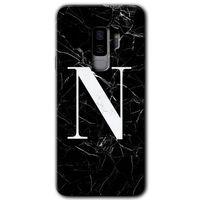 Potkal Hediye Fabrikası Samsung Galaxy S9 Plus Kılıf HD Desen Baskılı Arka Kapak - Siyah Mermer Desenli N Harfi